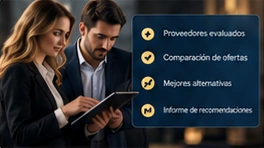 Dos profesionales comparando alternativas de proveedores